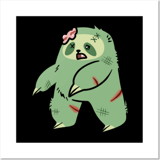 Cute Green Zombie Sloth Posters and Art